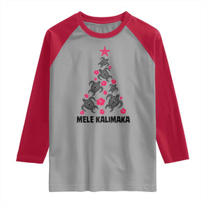 Christmas In Hawaii Raglan Shirt Mele Kalikimaka Kakau Tattoo Turtle Christmas Tree TS11 Sport Gray Red Print Your Wear