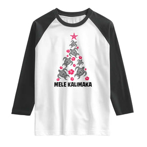Christmas In Hawaii Raglan Shirt Mele Kalikimaka Kakau Tattoo Turtle Christmas Tree TS11 White Black Print Your Wear