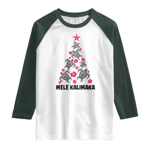 Christmas In Hawaii Raglan Shirt Mele Kalikimaka Kakau Tattoo Turtle Christmas Tree TS11 White Dark Forest Green Print Your Wear