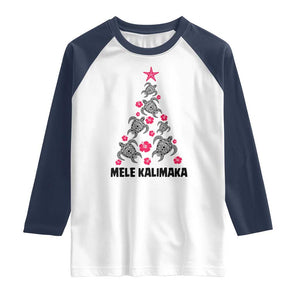 Christmas In Hawaii Raglan Shirt Mele Kalikimaka Kakau Tattoo Turtle Christmas Tree TS11 White Navy Print Your Wear