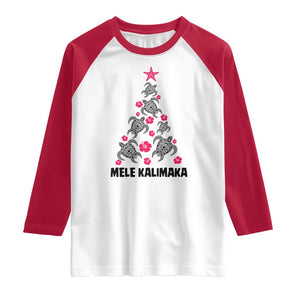Christmas In Hawaii Raglan Shirt Mele Kalikimaka Kakau Tattoo Turtle Christmas Tree TS11 White Red Print Your Wear