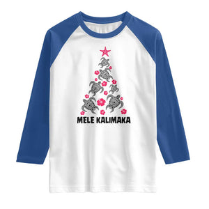 Christmas In Hawaii Raglan Shirt Mele Kalikimaka Kakau Tattoo Turtle Christmas Tree TS11 White Royal Print Your Wear