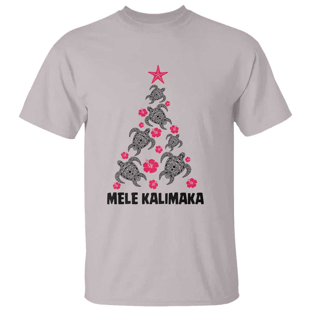Christmas In Hawaii T Shirt Mele Kalikimaka Kakau Tattoo Turtle Christmas Tree TS11 Ice Gray Print Your Wear