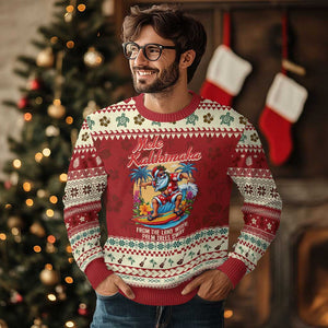 Xmas In Hawaii Ugly Christmas Sweater Mele Kalikimaka From The Land Where Palm Trees Sway Surfing Santa TS11 Hibiscus Print Your Wear