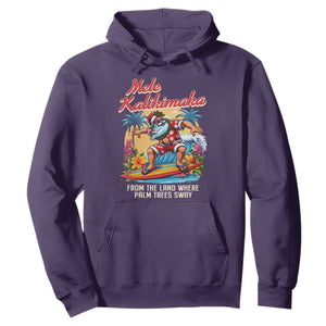 Christmas In Hawaii Hoodie Mele Kalikimaka From The Land Where Palm Trees Sway Surfing Santa TS11 Purple Print Your Wear