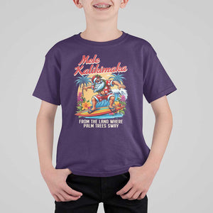 Christmas In Hawaii T Shirt For Kid Mele Kalikimaka From The Land Where Palm Trees Sway Surfing Santa TS11 Purple Print Your Wear