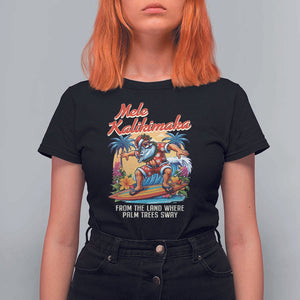 Christmas In Hawaii T Shirt For Women Mele Kalikimaka From The Land Where Palm Trees Sway Surfing Santa TS11 Black Print Your Wear