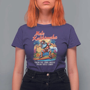 Christmas In Hawaii T Shirt For Women Mele Kalikimaka From The Land Where Palm Trees Sway Surfing Santa TS11 Purple Print Your Wear
