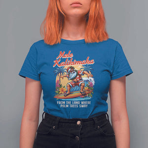 Christmas In Hawaii T Shirt For Women Mele Kalikimaka From The Land Where Palm Trees Sway Surfing Santa TS11 Royal Blue Print Your Wear