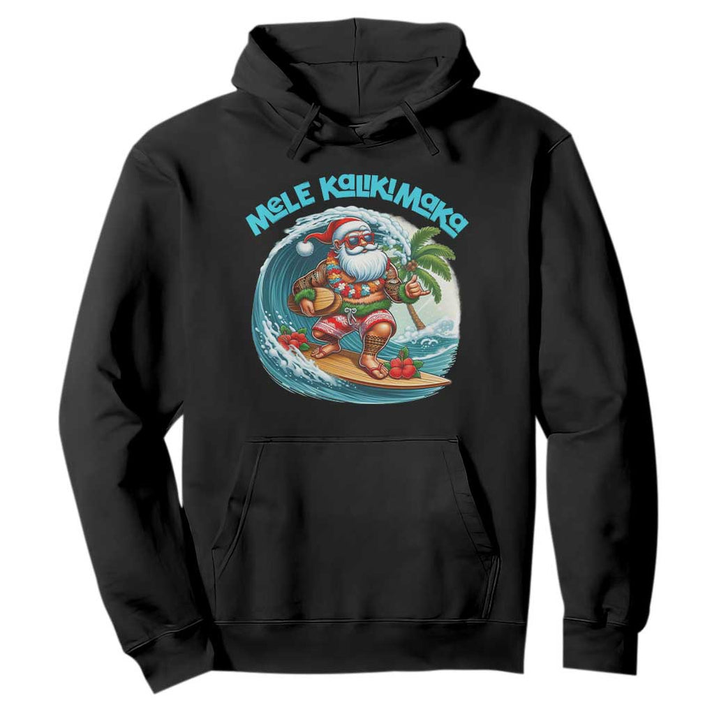 Christmas In Hawaii Hoodie Mele Kalikimaka Santa Surfing Hibiscus TS11 Black Print Your Wear