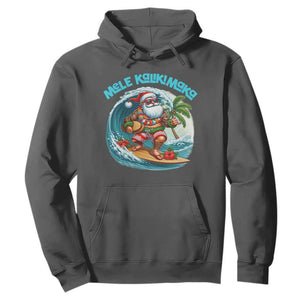 Christmas In Hawaii Hoodie Mele Kalikimaka Santa Surfing Hibiscus TS11 Dark Heather Print Your Wear