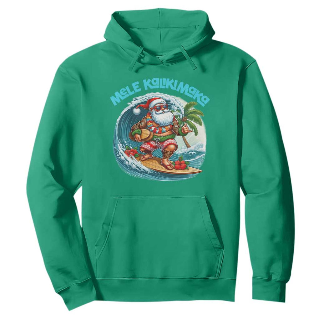 Christmas In Hawaii Hoodie Mele Kalikimaka Santa Surfing Hibiscus TS11 Irish Green Print Your Wear