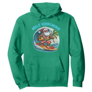 Christmas In Hawaii Hoodie Mele Kalikimaka Santa Surfing Hibiscus TS11 Irish Green Print Your Wear