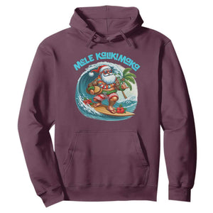 Christmas In Hawaii Hoodie Mele Kalikimaka Santa Surfing Hibiscus TS11 Maroon Print Your Wear