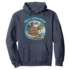 Christmas In Hawaii Hoodie Mele Kalikimaka Santa Surfing Hibiscus TS11 Navy Print Your Wear