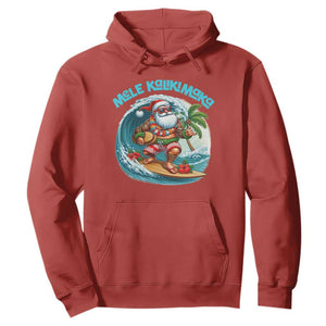 Christmas In Hawaii Hoodie Mele Kalikimaka Santa Surfing Hibiscus TS11 Red Print Your Wear
