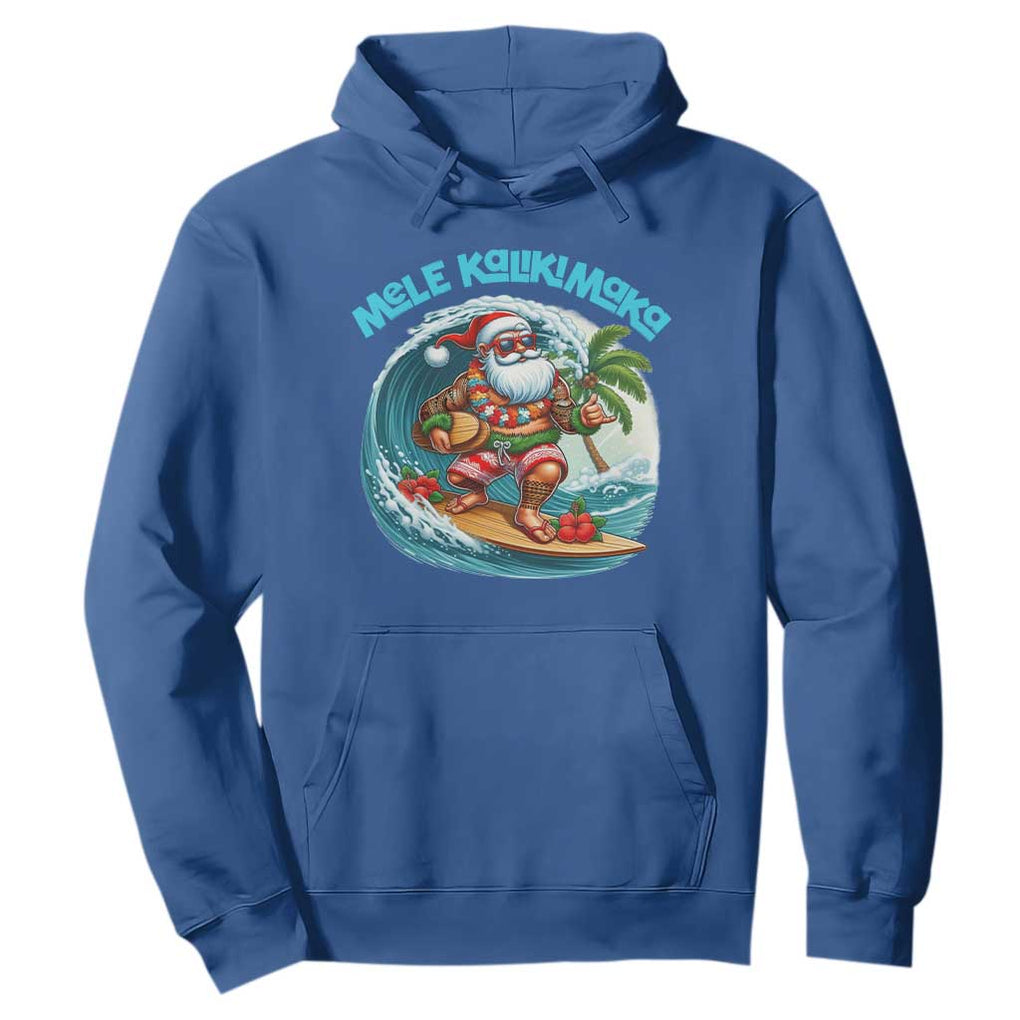 Christmas In Hawaii Hoodie Mele Kalikimaka Santa Surfing Hibiscus TS11 Royal Blue Print Your Wear