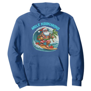 Christmas In Hawaii Hoodie Mele Kalikimaka Santa Surfing Hibiscus TS11 Royal Blue Print Your Wear