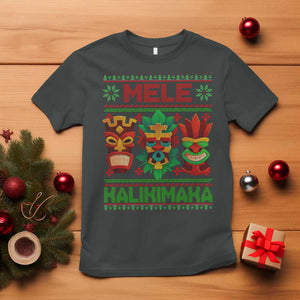Christmas In Hawaii T Shirt Mele Kalikimaka Ugly Tikis Kakau Tattoo TS11 Dark Heather Print Your Wear