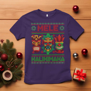 Christmas In Hawaii T Shirt Mele Kalikimaka Ugly Tikis Kakau Tattoo TS11 Purple Print Your Wear
