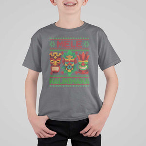 Christmas In Hawaii T Shirt For Kid Mele Kalikimaka Ugly Tikis Kakau Tattoo TS11 Charcoal Print Your Wear