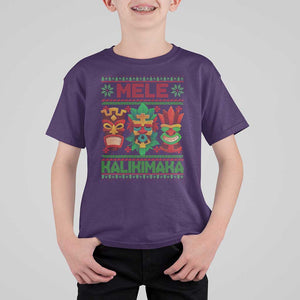 Christmas In Hawaii T Shirt For Kid Mele Kalikimaka Ugly Tikis Kakau Tattoo TS11 Purple Print Your Wear