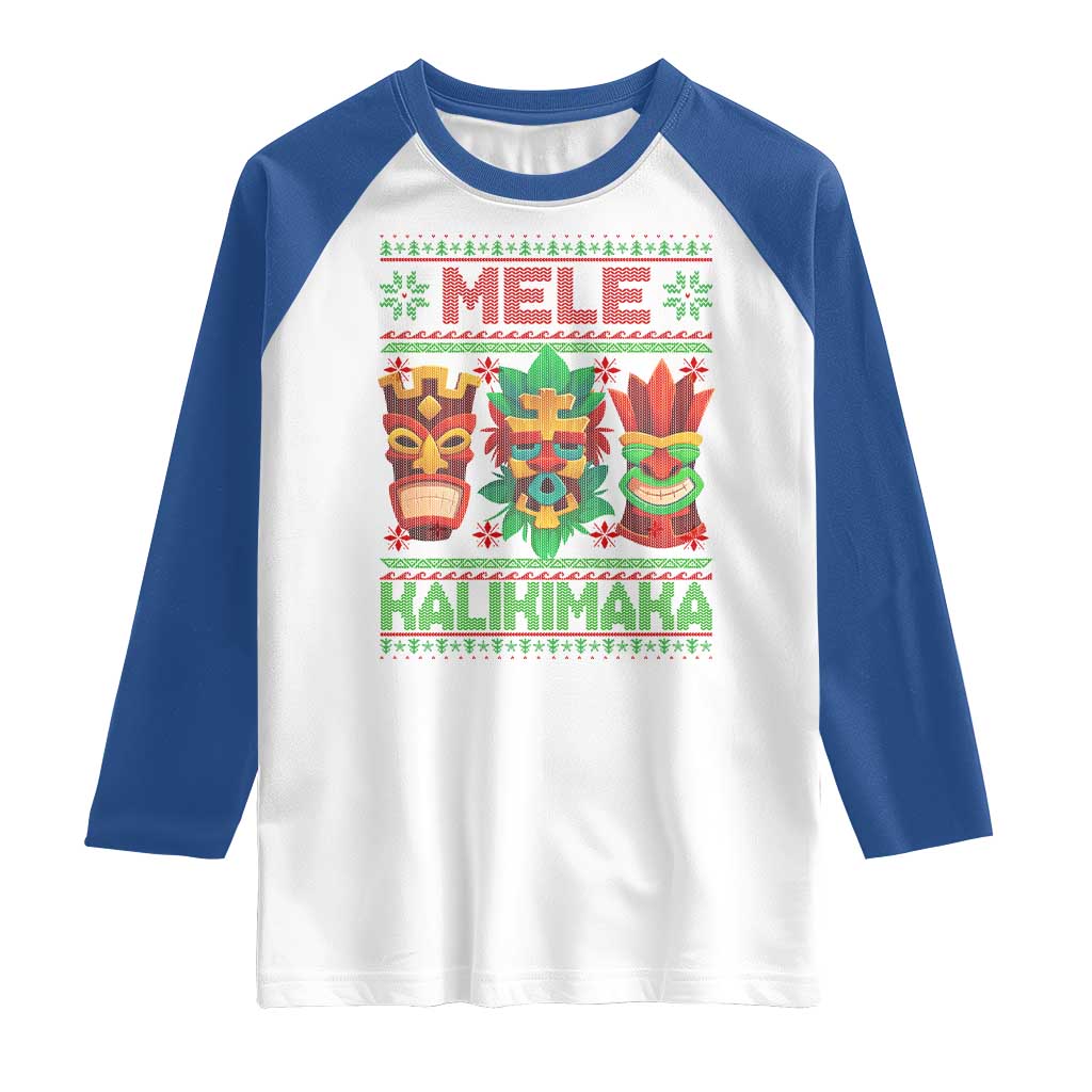 Christmas In Hawaii Raglan Shirt Mele Kalikimaka Ugly Tikis Kakau Tattoo TS11 White Royal Print Your Wear