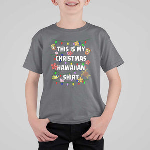 Christmas In Hawaii T Shirt For Kid This Is My Christmas Hawaiian Shirt Tikis Hibiscus Flower TS11 Charcoal Print Your Wear