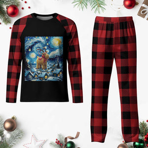 Yule Goat Plaid Pajama Set Yule Starry Night Winter Solstice Xmas Vincent Van Gogh TS11 Buffalo Plaid Print Your Wear