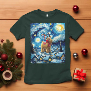 Yule Goat T Shirt Yule Starry Night Winter Solstice Christmas Vincent Van Gogh TS11 Dark Forest Green Print Your Wear