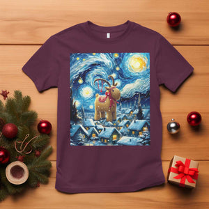 Yule Goat T Shirt Yule Starry Night Winter Solstice Christmas Vincent Van Gogh TS11 Maroon Print Your Wear