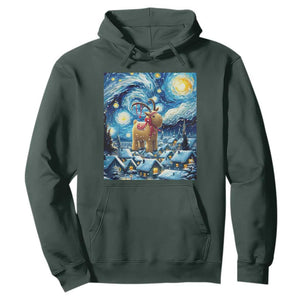 Yule Goat Hoodie Yule Starry Night Winter Solstice Christmas Vincent Van Gogh TS11 Dark Forest Green Print Your Wear