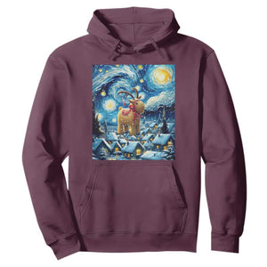 Yule Goat Hoodie Yule Starry Night Winter Solstice Christmas Vincent Van Gogh TS11 Maroon Print Your Wear