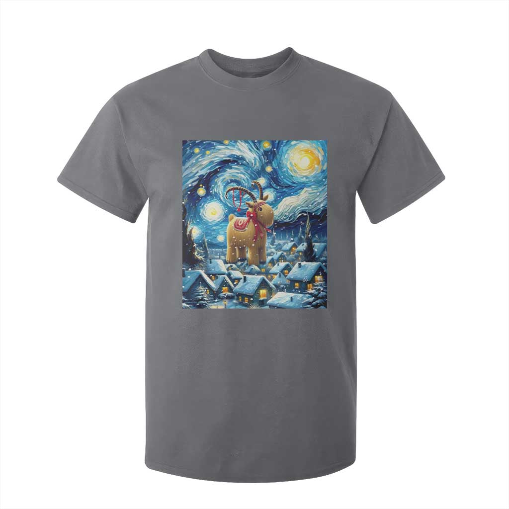 Yule Goat T Shirt For Kid Yule Starry Night Winter Solstice Christmas Vincent Van Gogh TS11 Charcoal Print Your Wear