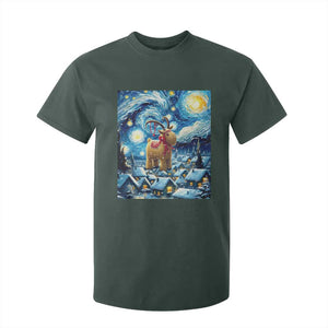 Yule Goat T Shirt For Kid Yule Starry Night Winter Solstice Christmas Vincent Van Gogh TS11 Dark Forest Green Print Your Wear