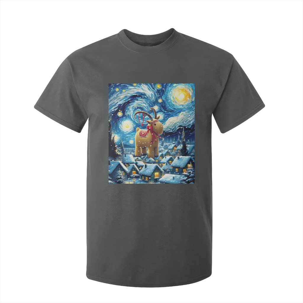 Yule Goat T Shirt For Kid Yule Starry Night Winter Solstice Christmas Vincent Van Gogh TS11 Dark Heather Print Your Wear