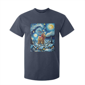 Yule Goat T Shirt For Kid Yule Starry Night Winter Solstice Christmas Vincent Van Gogh TS11 Navy Print Your Wear