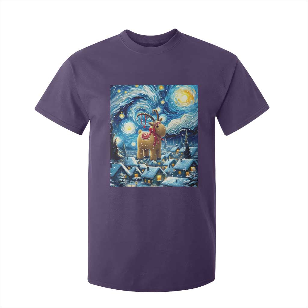 Yule Goat T Shirt For Kid Yule Starry Night Winter Solstice Christmas Vincent Van Gogh TS11 Purple Print Your Wear