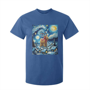 Yule Goat T Shirt For Kid Yule Starry Night Winter Solstice Christmas Vincent Van Gogh TS11 Royal Blue Print Your Wear