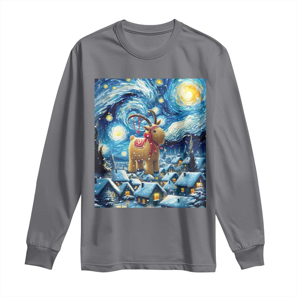 Yule Goat Long Sleeve Shirt Yule Starry Night Winter Solstice Christmas Vincent Van Gogh TS11 Charcoal Print Your Wear
