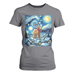 Yule Goat T Shirt For Women Yule Starry Night Winter Solstice Christmas Vincent Van Gogh TS11 Charcoal Print Your Wear