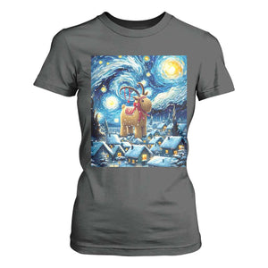 Yule Goat T Shirt For Women Yule Starry Night Winter Solstice Christmas Vincent Van Gogh TS11 Dark Heather Print Your Wear