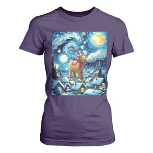 Yule Goat T Shirt For Women Yule Starry Night Winter Solstice Christmas Vincent Van Gogh TS11 Purple Print Your Wear
