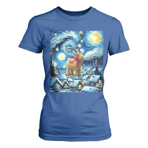 Yule Goat T Shirt For Women Yule Starry Night Winter Solstice Christmas Vincent Van Gogh TS11 Royal Blue Print Your Wear