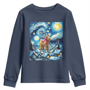 Yule Goat Youth Sweatshirt Yule Starry Night Winter Solstice Christmas Vincent Van Gogh TS11 Navy Print Your Wear