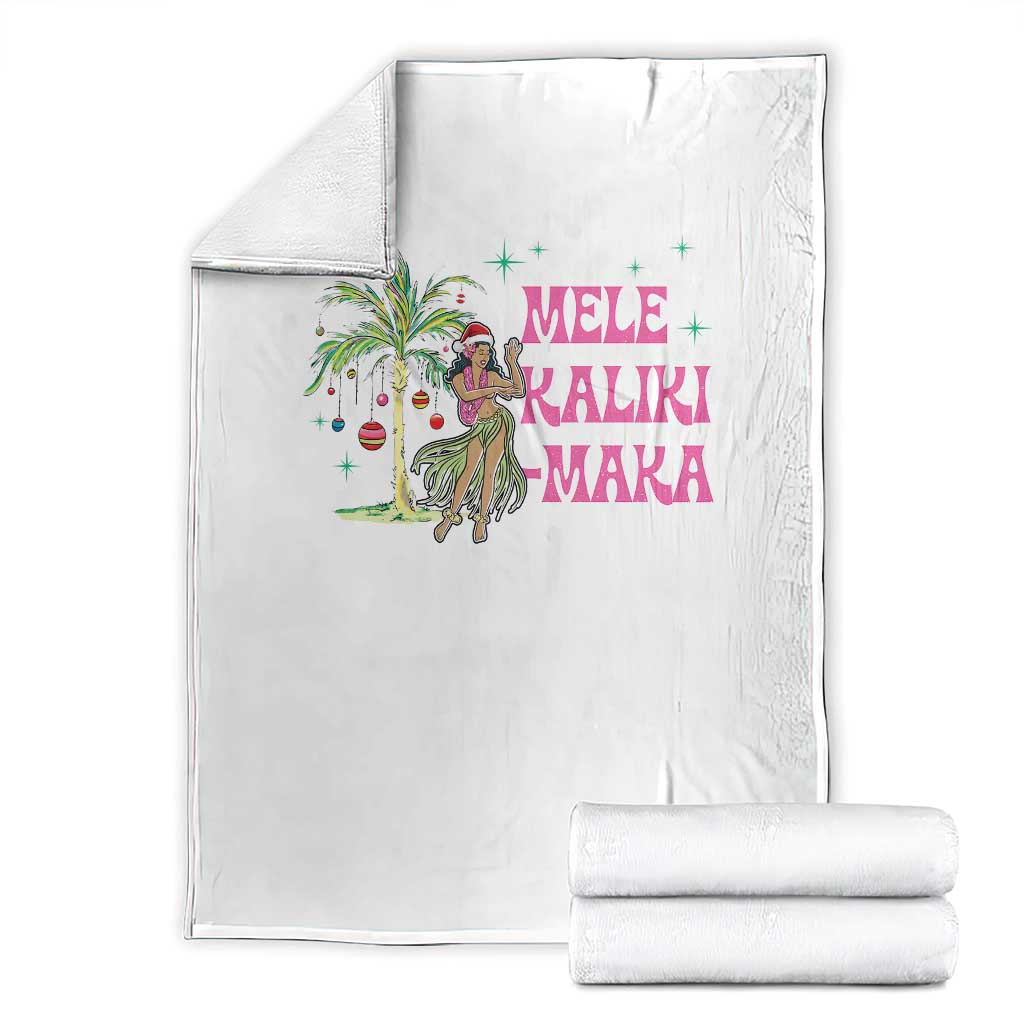 Christmas In Hawaii Throw Blanket Mele Kalikimaka Hula Girls Palm Tree TS11 White Print Your Wear
