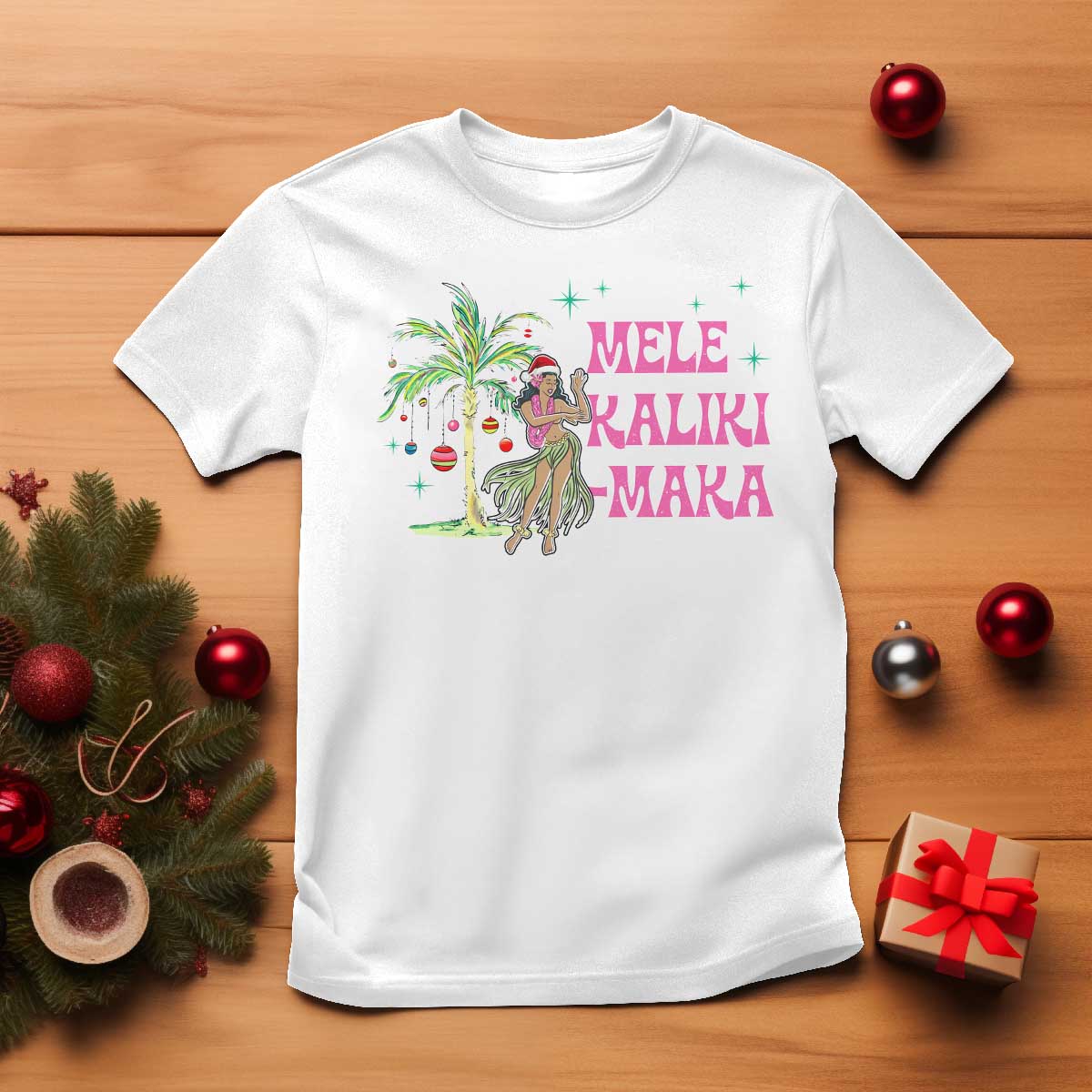 Christmas In Hawaii T Shirt Mele Kalikimaka Hula Girls Palm Tree TS11 White Print Your Wear