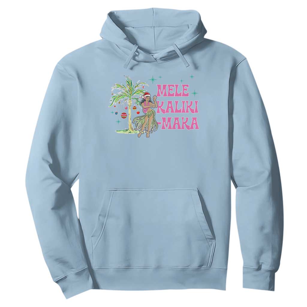 Christmas In Hawaii Hoodie Mele Kalikimaka Hula Girls Palm Tree TS11 Light Blue Print Your Wear