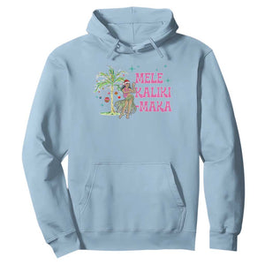 Christmas In Hawaii Hoodie Mele Kalikimaka Hula Girls Palm Tree TS11 Light Blue Print Your Wear