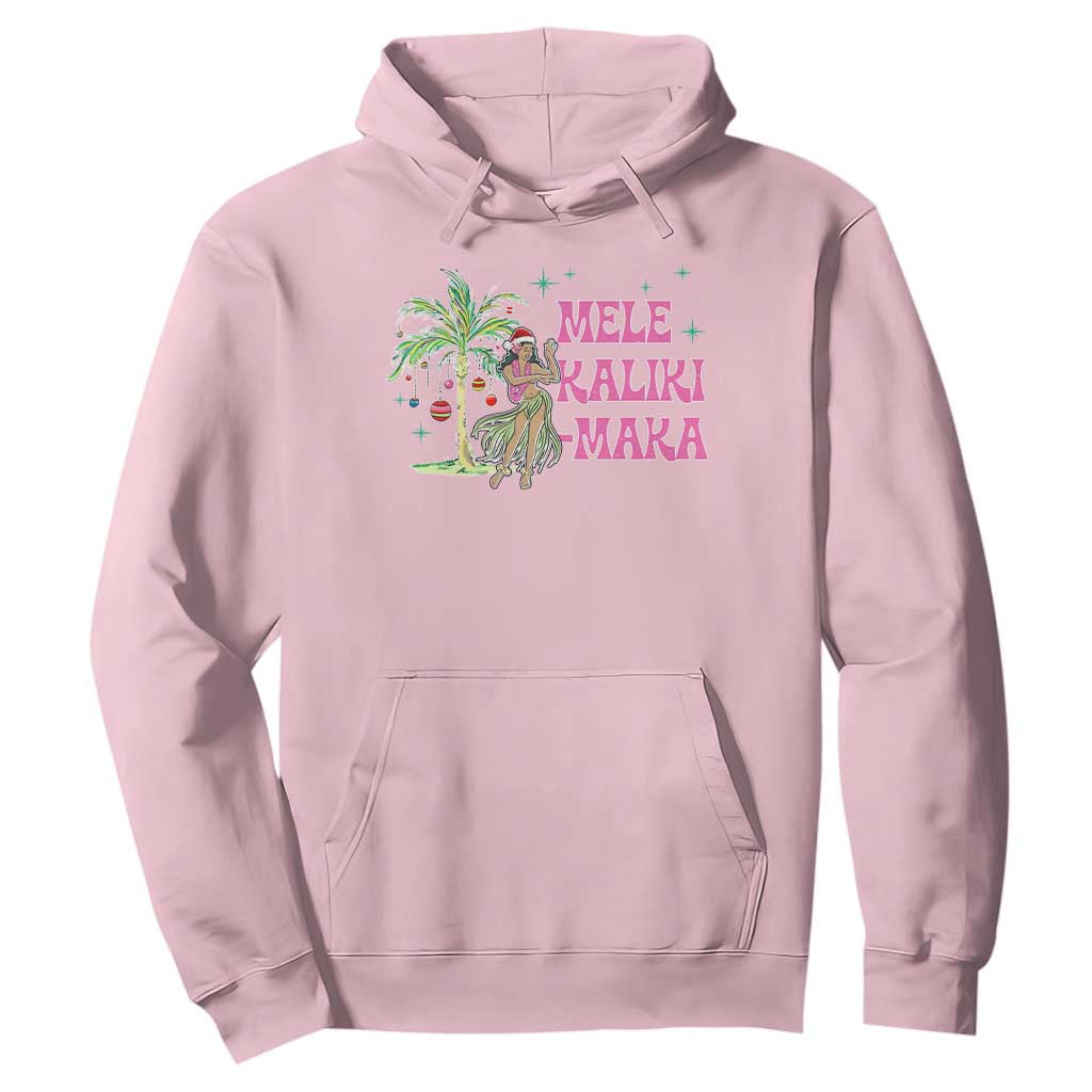 Christmas In Hawaii Hoodie Mele Kalikimaka Hula Girls Palm Tree TS11 Light Pink Print Your Wear